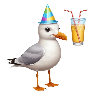 A seagull partying sticker