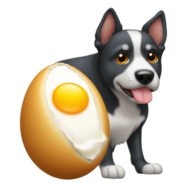 Perro orejon con un huevo en la cabeza  sticker