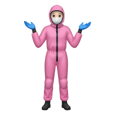 man in full body pink protection clothes with full-faced mask sticker