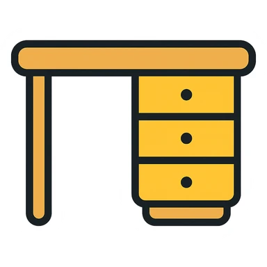 A desk, color outline style sticker