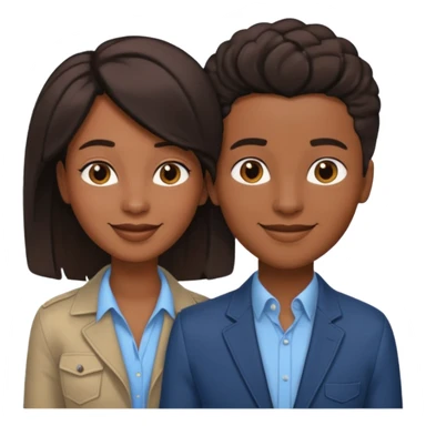 Black lesbian couple with one masculine with short hair and one feminine with long hair in stylish clothes  sticker