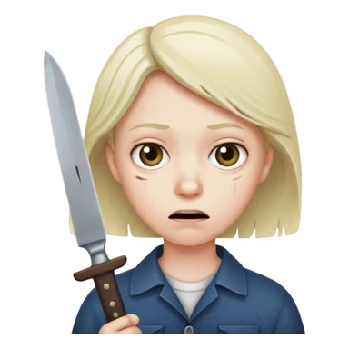 A person with a knife and looks worried  sticker