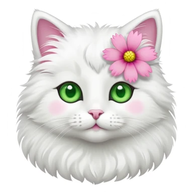 A cute cat with a pink flower sticker