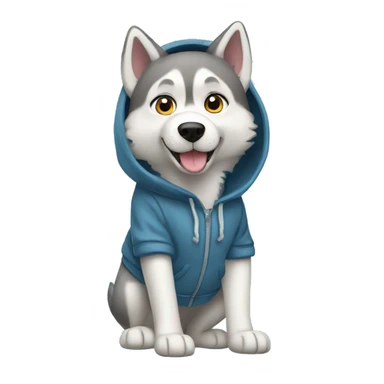 realistic husky full body in a hoody  sticker