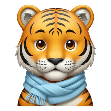 cold tiger face shivering with scarf and frost for Twitch emote sticker