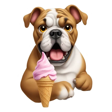 Bulldog eating ice cream sticker