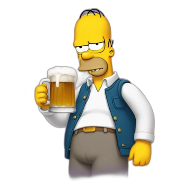 Homer simpson drinking a beer sticker