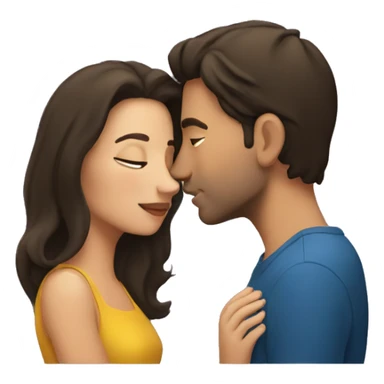 Brunette man kissing brunette woman sticker