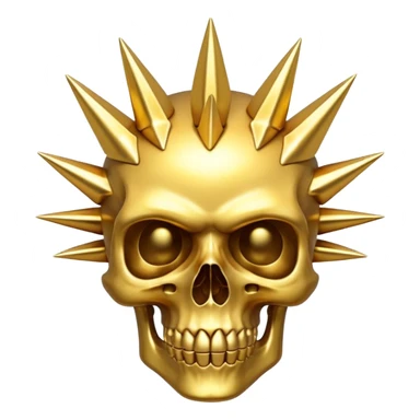 gold skull with spikes all around sticker