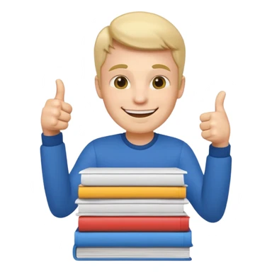 man on top of a stack of papers, giving a thumbs up emoji sticker