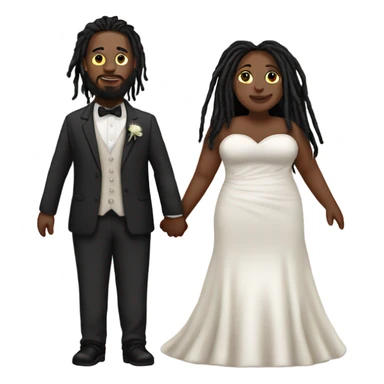 full body Plus size couple with dreads wedding pale sticker