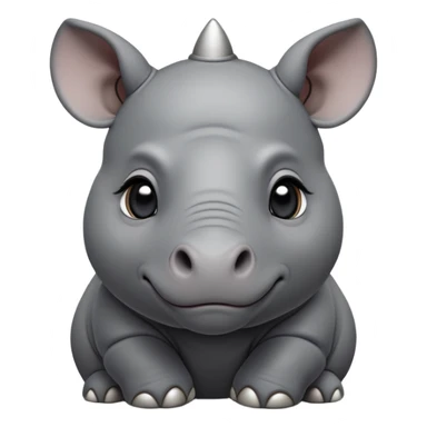 cinematic-noble-baby-rhinoceros-portrait-emoji,slate-grey-hide--poised-and-regal,-with-a-massive,-powerful-build-and-a-thick,-deep-set-soulful-piercing-eyes,-simplified-yet-sharp-and-sophisticated-features,-highly-detailed,-large-black-eyes, zoomed out showing shoulders sticker