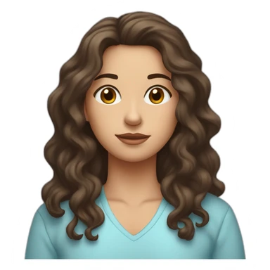 Brunette with wavy hair, brown eyes, 1,58 meterers tall, with her head pressed against a light blue very soft pillow because she’s embarrassed  sticker