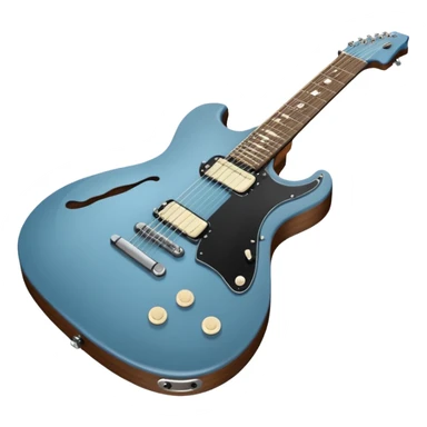 A gray-blue electric guitar with a black pick guard and only one volume knob sticker