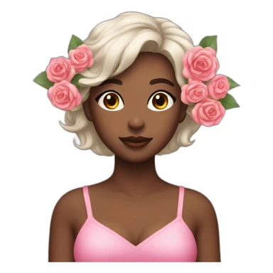 girl bright skin with a bouquet of roses sticker