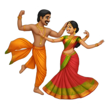 South Indian couples dancing with saree sticker