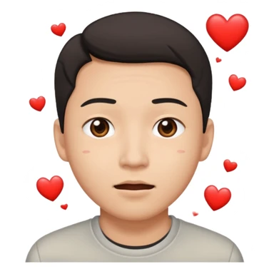 asian man with heart eyes falling down on sidewalk  sticker