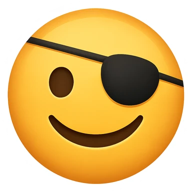 face with pirate eye patch emoji, digital illustration, no background sticker