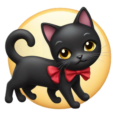 black cat with bow sticker
