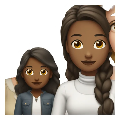 White, brunette, mom next to, black, small girl  sticker