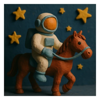 astronaut on horseback with stars in background sticker