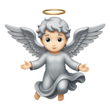 grey flying angel kid made in stone sticker