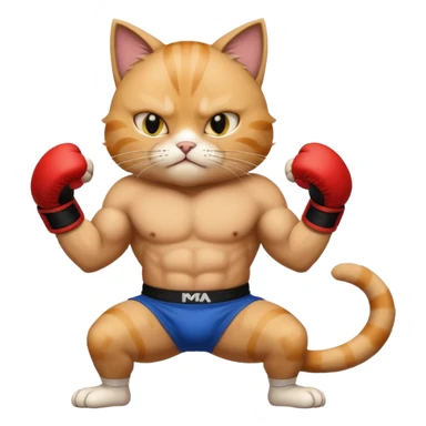 cat doing MMA fighting sticker
