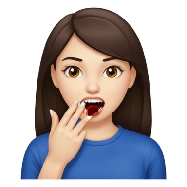 Une fille brune et blanche qui se mord l'ongle avec ses dents comme si elle draguait qqn sticker