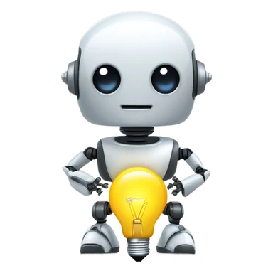 cute robot holds a light bulb sticker