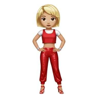 T Boz from TLC with short blonde hair, red sequin crop top and pants sticker