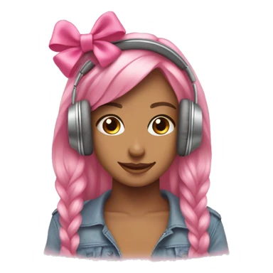 Pink bow on headphones ￼ sticker