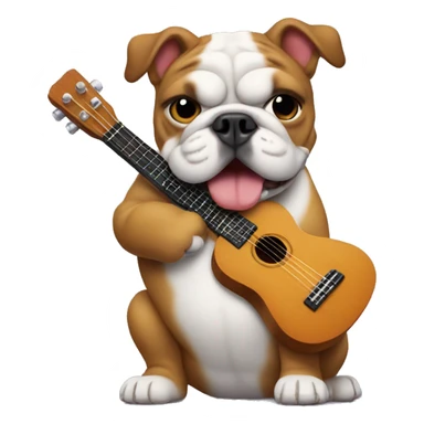 Bulldog with a ukulele  sticker