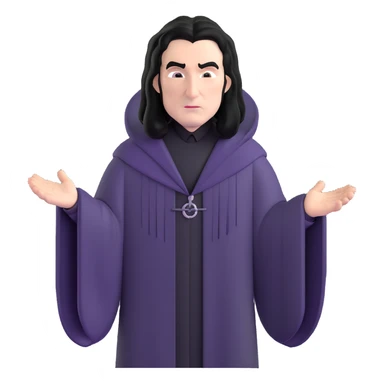 Professor Snape with long black hair, stern expression, wearing black wizard robes sticker