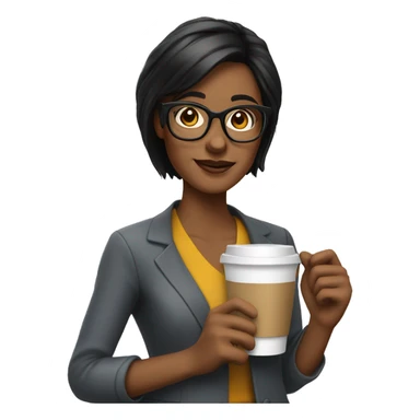 teacher wearing glasses with black hair nd coffee in her hand sticker