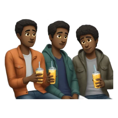 Three dudes waiting for the metro drinking vodka sticker