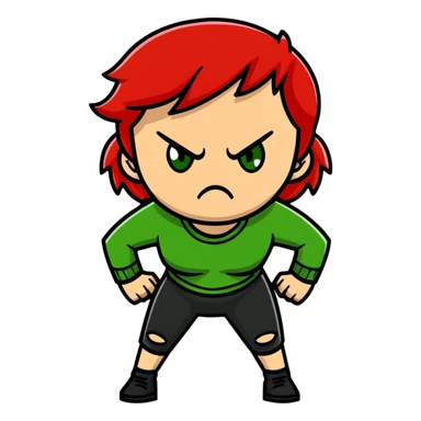 Angry girl with red hair and green eyes sticker