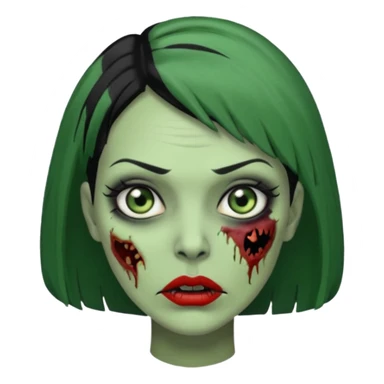 Uma zumbi de pele verde cabelo chanel preto sticker