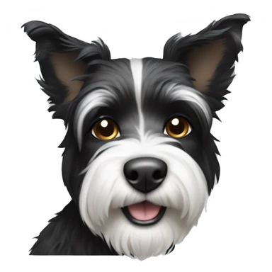 Shaggy black and white small terrier with pointed ears  sticker