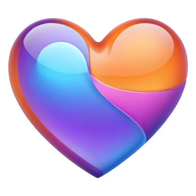 glowing matte orange purple blue transparent heart sticker