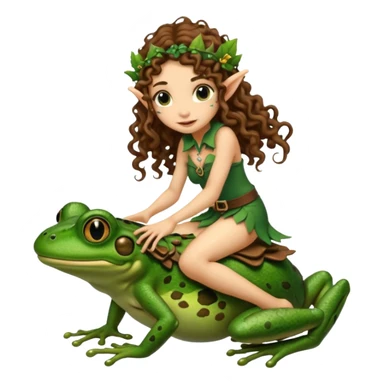 tiny forest elf long curly brown hair tattoos riding frog sticker