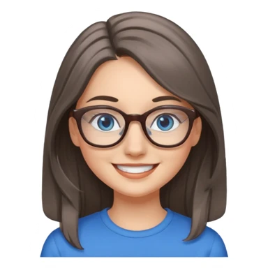 Long Grey and brown haired emoji with blue eyes and glasses female young  sticker