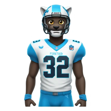 blue panther wearing a #32 football jersey sticker