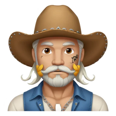 muscular tattooed on face and mustached cowboy long white hair and beard  sticker