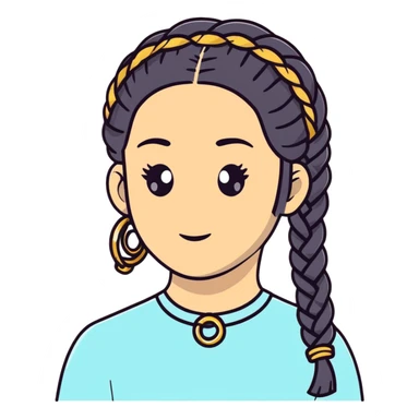 braided hair with gold rings sticker