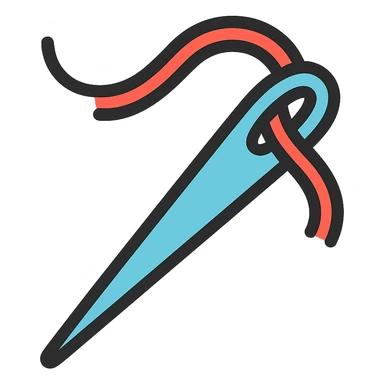 sewing needle icon with color outline sticker