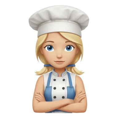 Sexy Full body  pretty
Long Blonde hair blue eyed female chef arms folded wearing tank top and denim shorts and chef hat arms folded sticker