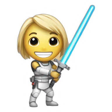 smile emoticon with a laser sword sticker