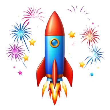 Rocket in between firework sticker