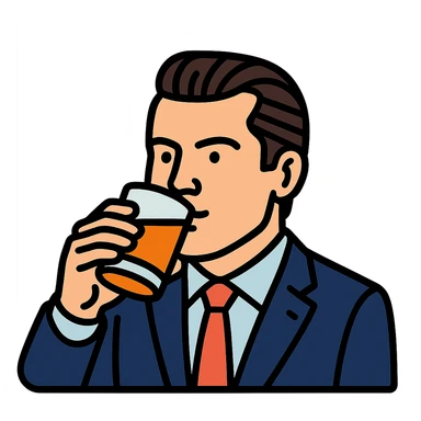 Pete Hegseth drinking alcohol, color outline icon style sticker