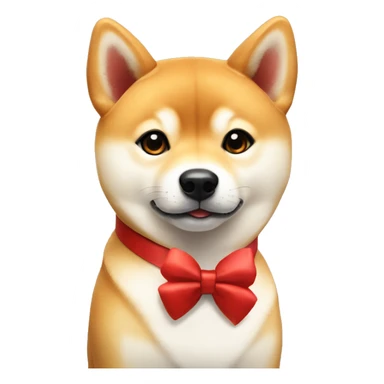 Shiba Inu with red bow tie around his neck looking cute sticker